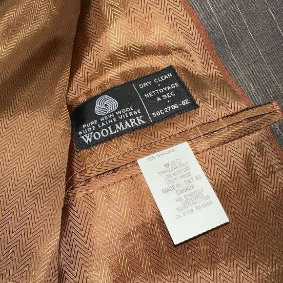 MICHAEL Michael Kors Mens Gray Tan Wool Pinstriped Blazer 40R Preppy Modern - Picture 8 of 9